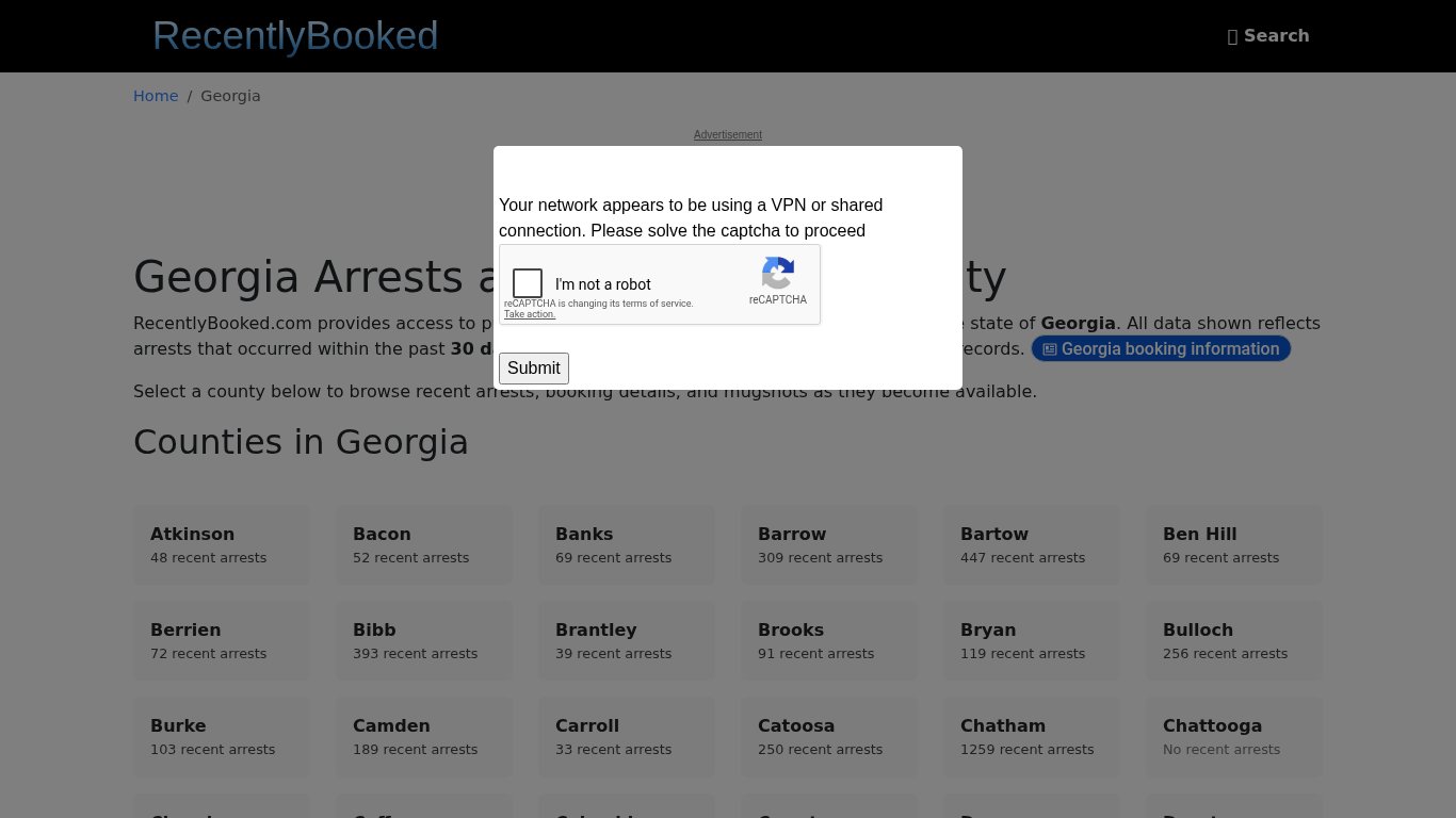 Recent bookings, Arrests, Mugshots in Georgia - Recently Booked